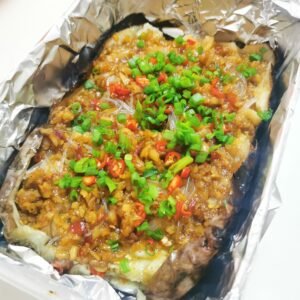 蒜蓉炭烤茄子 （Char-grilled Eggplant with Garlic)